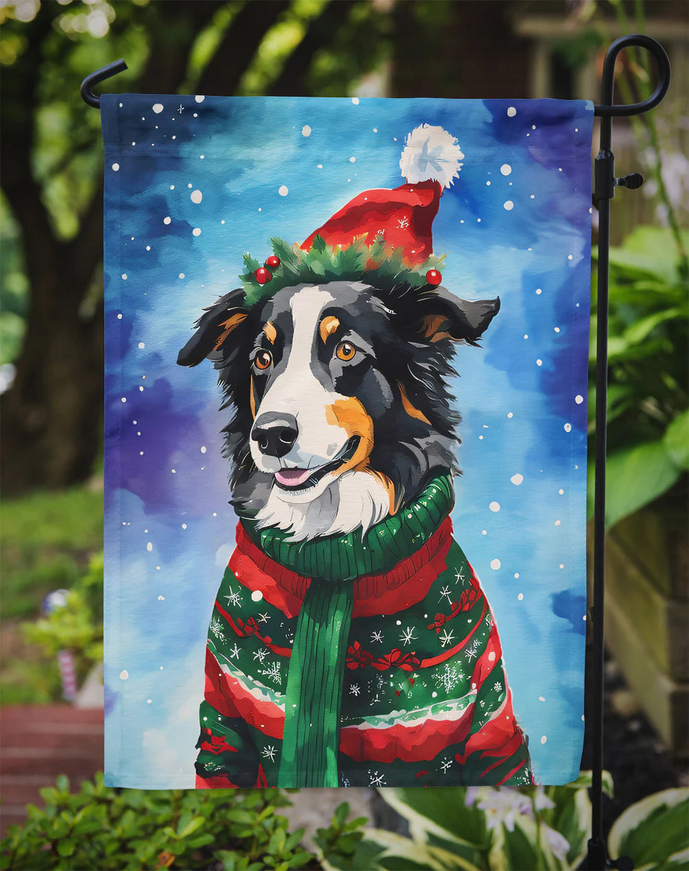 Border Collie Christmas Garden Flag