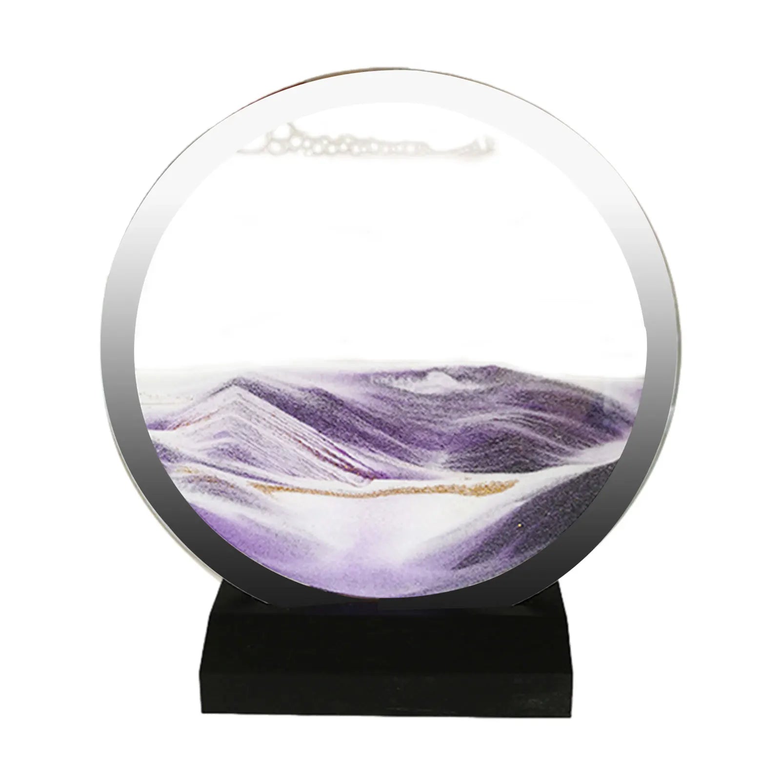 Moving Sand Painting 3D Dynamic Quicksand Liquid Hourglass Ornaments with round Glass Outlook Sand Painting Desktop Decoration