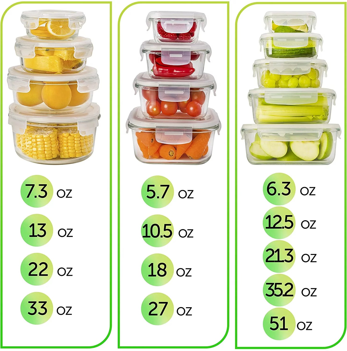 26 Pcs Glass Food Storage Containers with airtight, BPA-free lids are perfect for meal prep, kitchen storage, and organizing. Microwave and freezer safe, offering convenience and durability for all your food storage needs