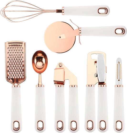 Kitchen Gadget Set with Copper-Coated Stainless Steel combines style and durability for all your cooking needs. This set includes essential tools designed for precision and long-lasting use, perfect for modern kitchens.