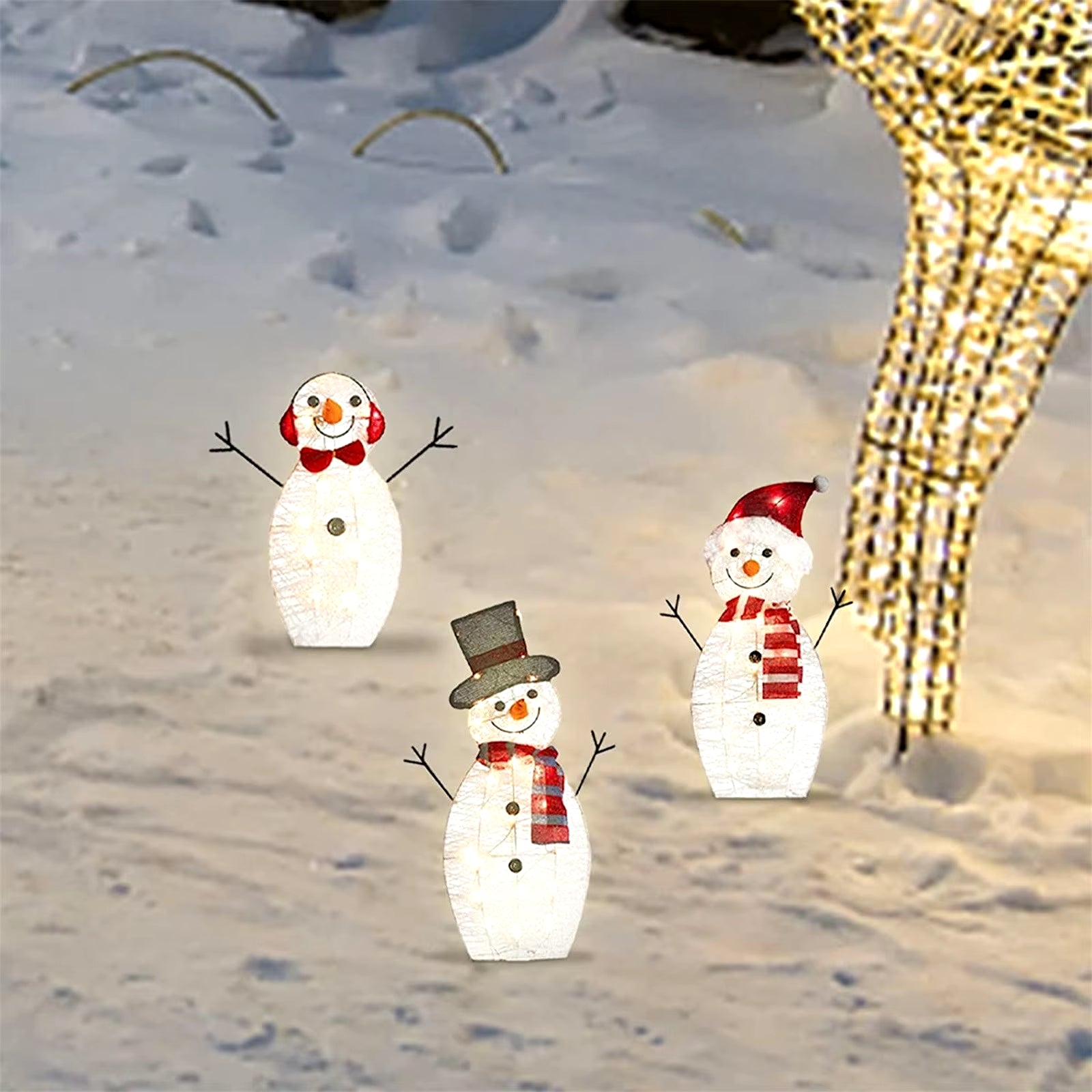 Snowman Christmas Inflatable with LED Lights brings festive cheer to your outdoor décor with bright, colorful lights. This inflatable snowman adds a playful touch to your yard, perfect for holiday celebrations and creating a welcoming atmosphere.