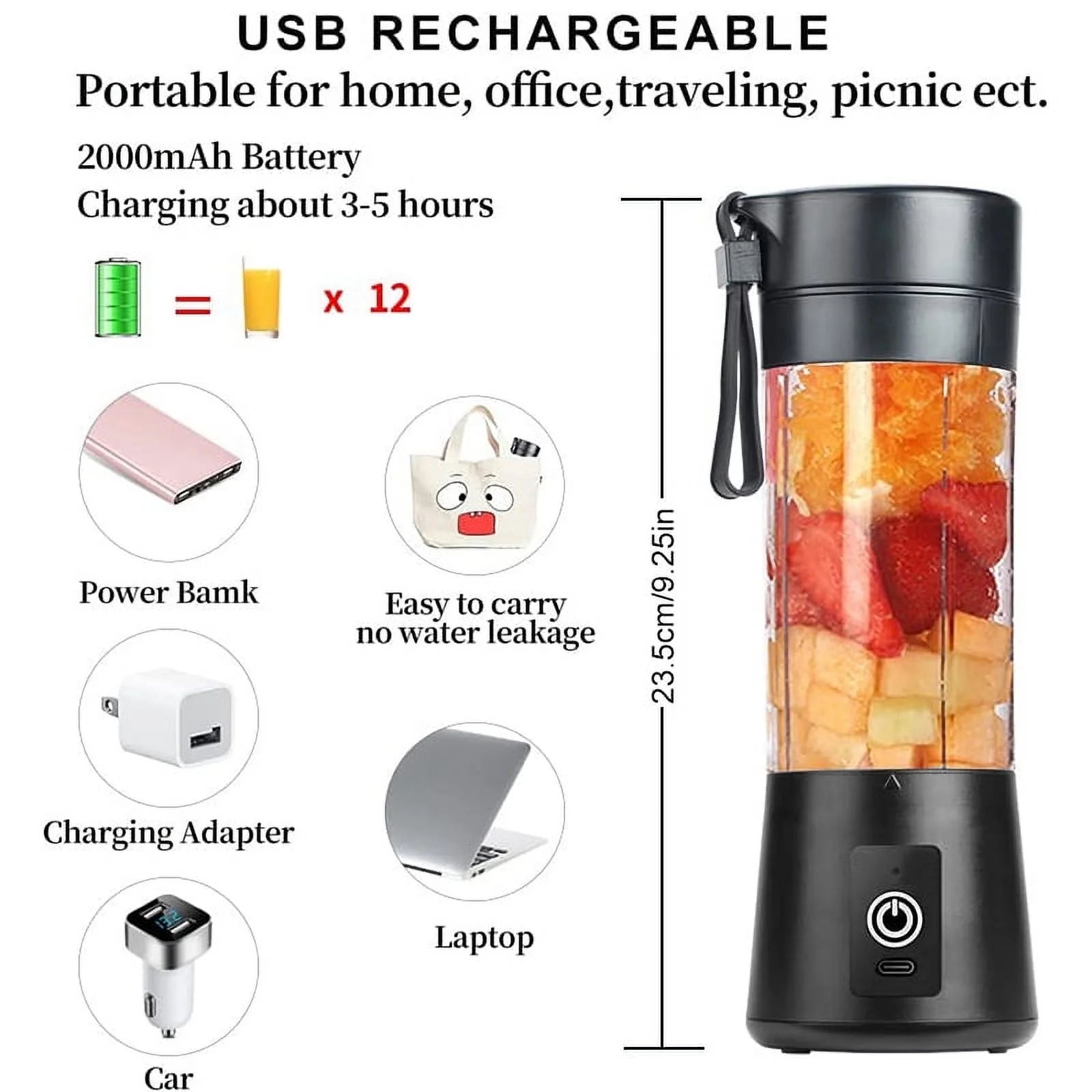 Rechargeable Juicer Blender is a portable, compact solution for blending smoothies and juices on the go. With a powerful motor and USB charging, it’s perfect for home, office, or travel