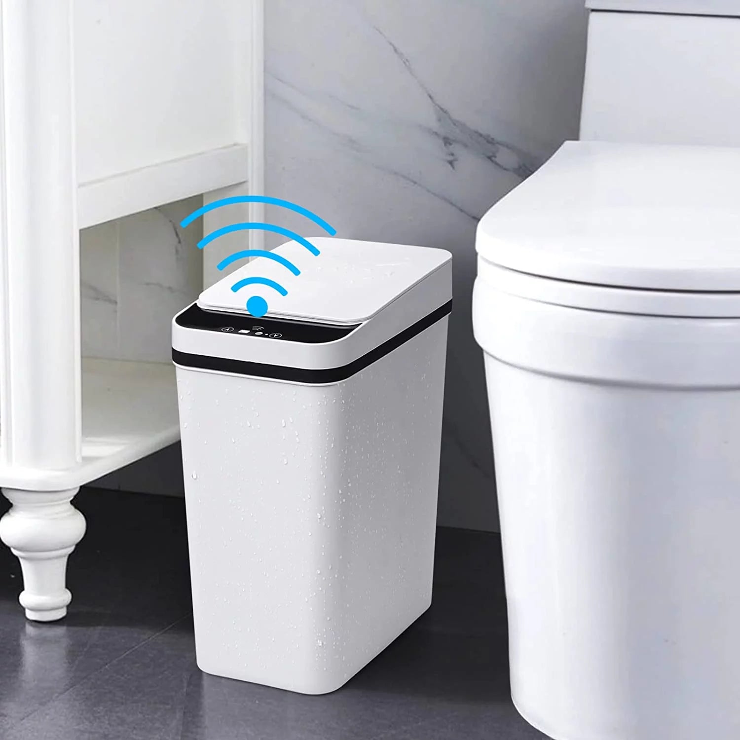 Smart Touchless Bathroom Trash Can offers hands-free, hygienic waste disposal with advanced sensor technology. Its sleek, modern design fits perfectly in any bathroom, providing convenience and cleanliness.