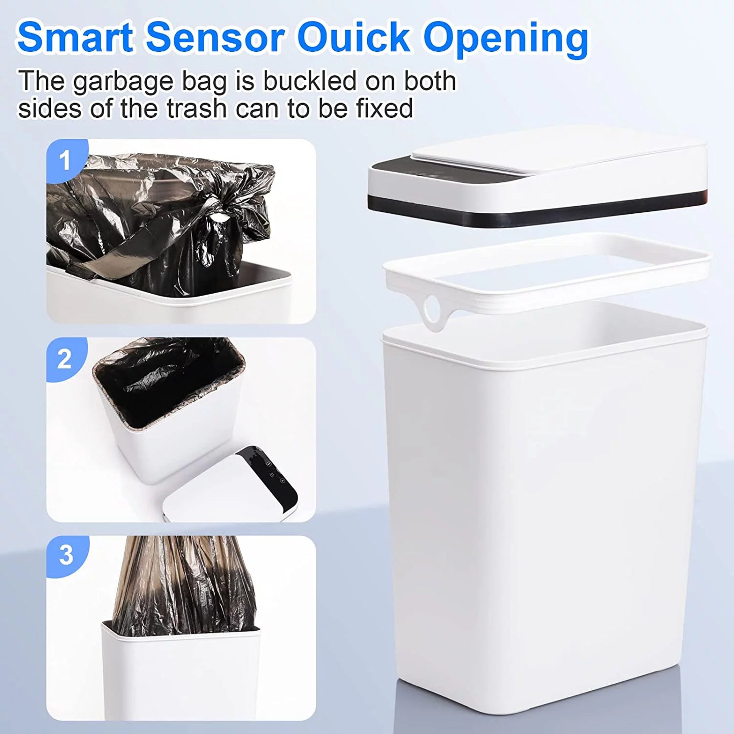 Smart Touchless Bathroom Trash Can offers hands-free, hygienic waste disposal with advanced sensor technology. Its sleek, modern design fits perfectly in any bathroom, providing convenience and cleanliness