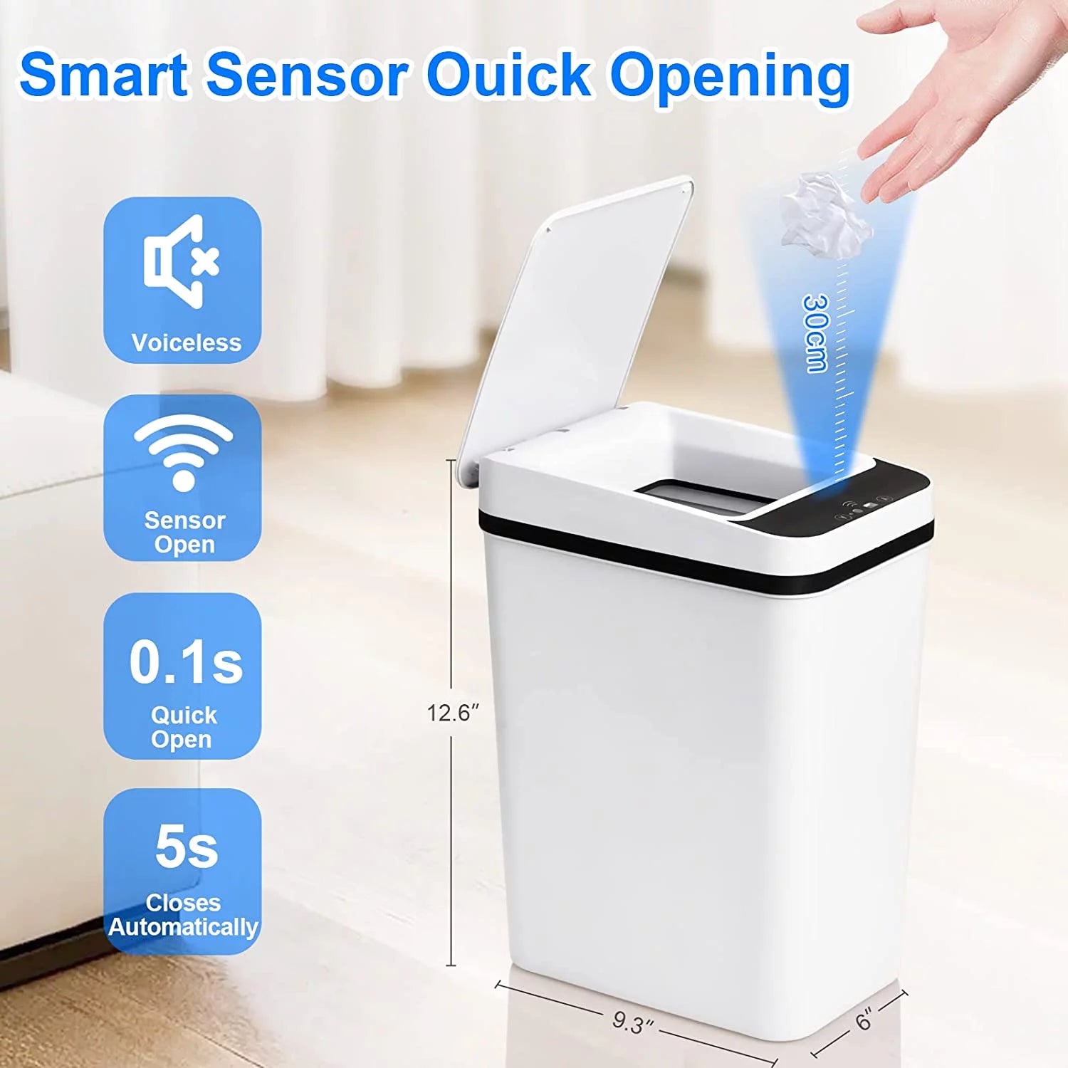 Smart Touchless Bathroom Trash Can offers hands-free, hygienic waste disposal with advanced sensor technology. Its sleek, modern design fits perfectly in any bathroom, providing convenience and cleanliness